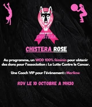 Affiche Chistera Rose — WOD 100 % féminin Octobre Rose à la box CrossFit Chistera de Saint-Pierre-de-Chandieu (cross-training, fitness, Est lyonnais)